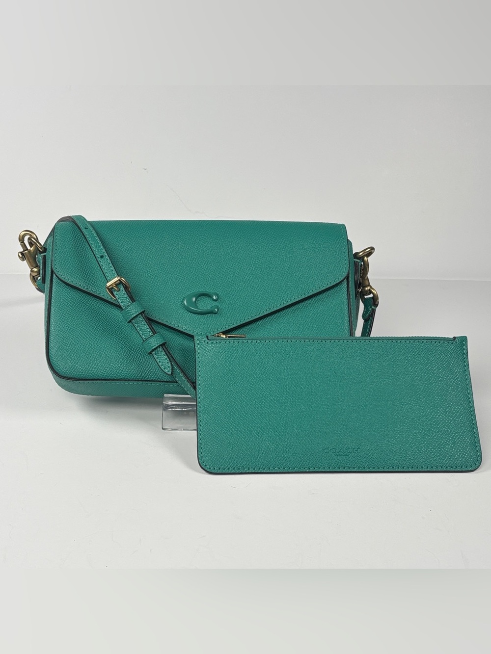 Coach Teal Leather Crossbody with Matching Zip Pouch